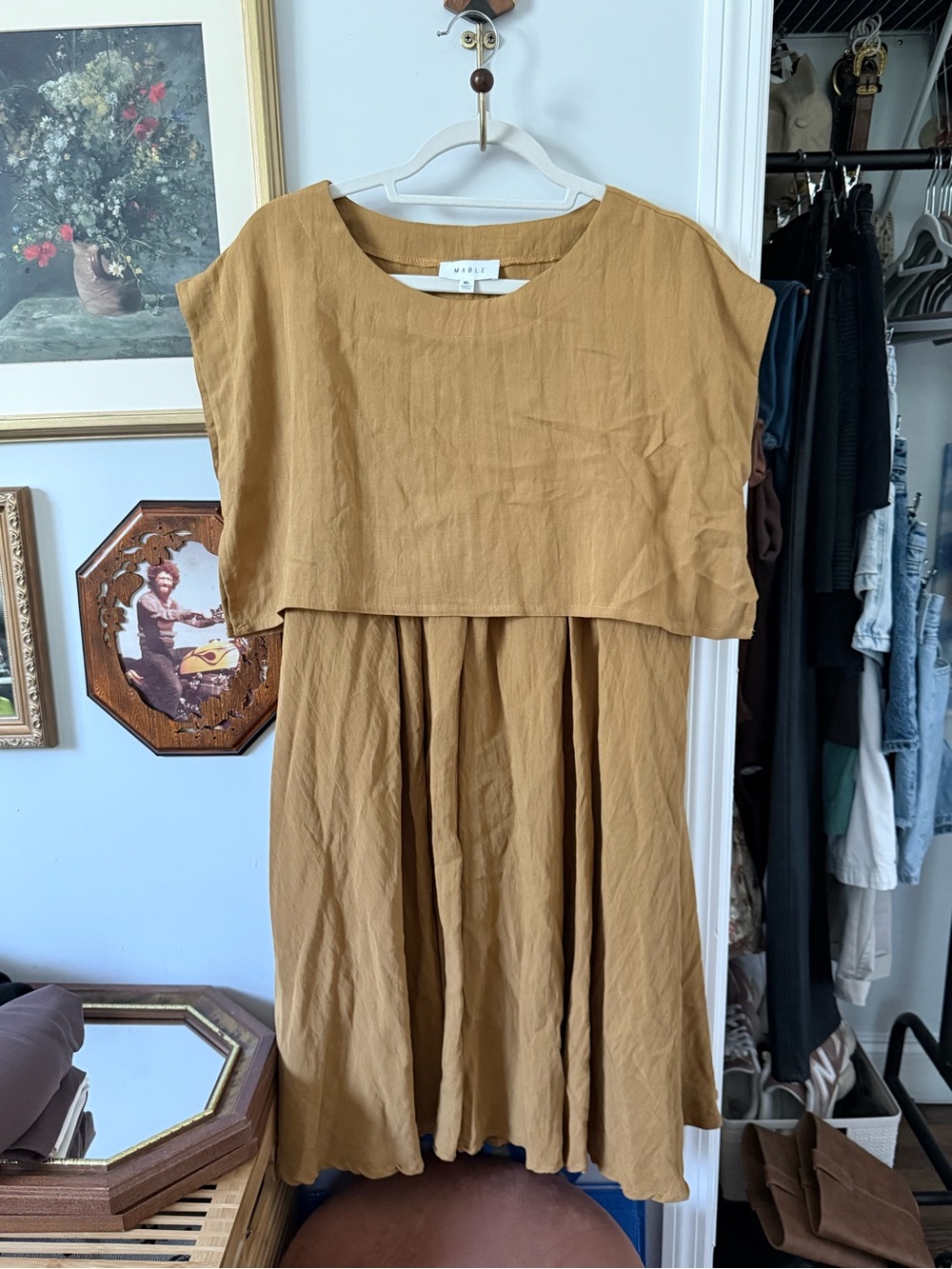 MABLE Mustard Layered Set, Top and Skirt